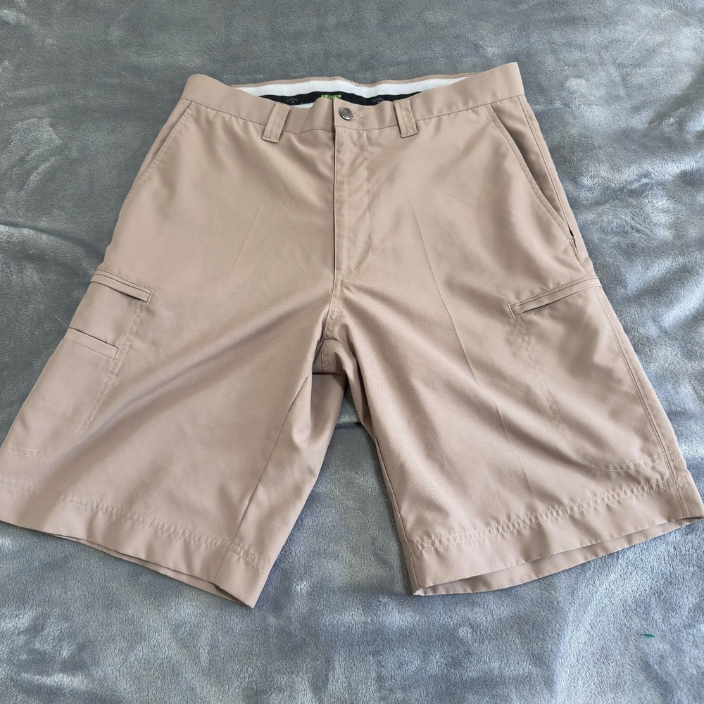 Callaway Golf Cargo Shorts Mens 32 Khaki Performance Stretch Flat Front Beige